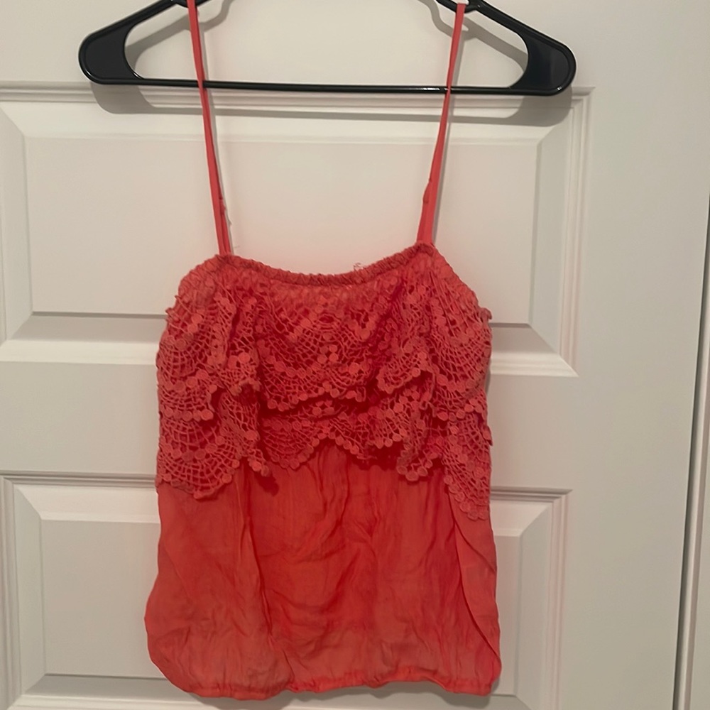 Coral lace tank top